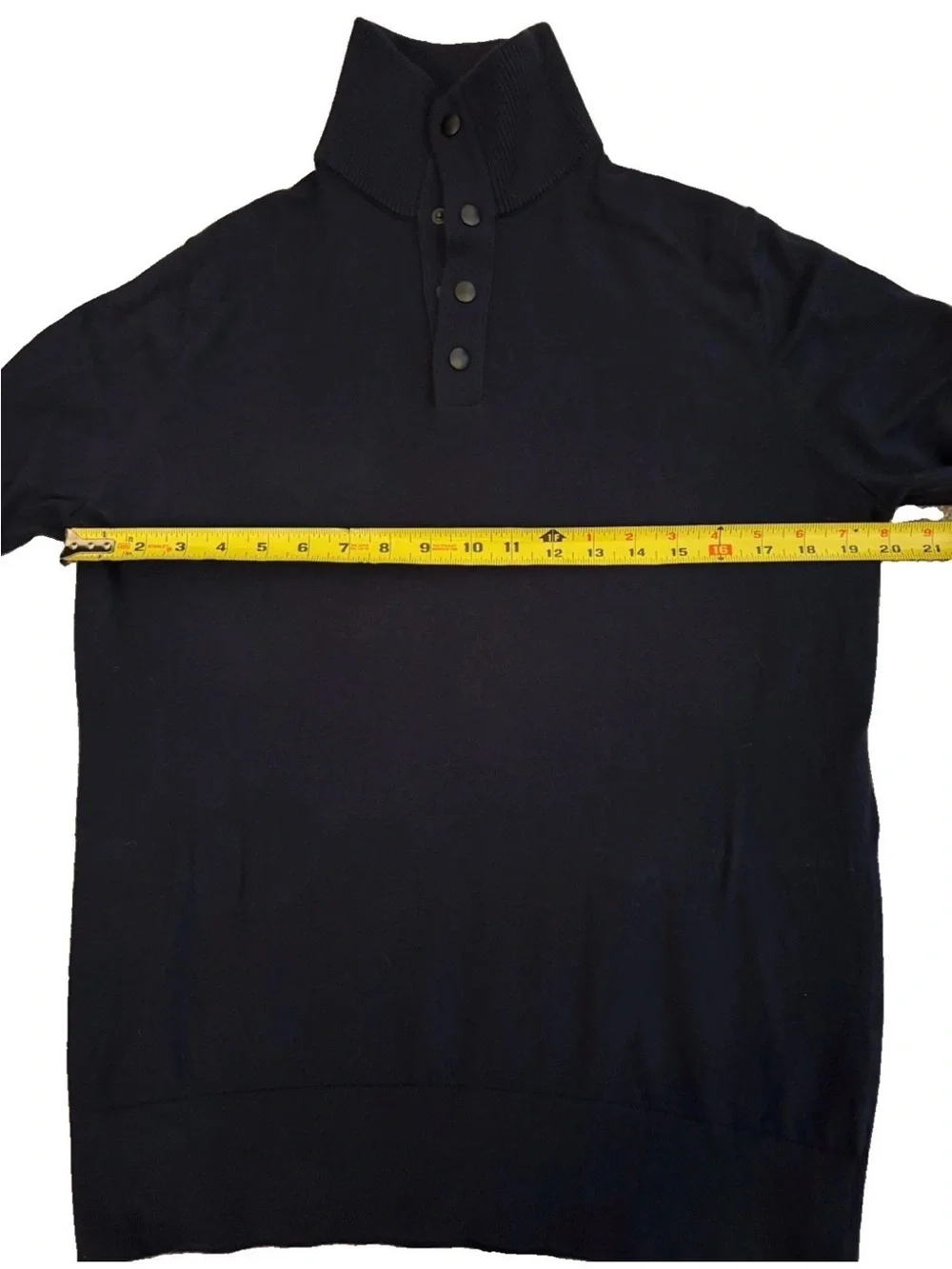 Banana Republic Men's 1/4 Snap Navy Blue Long Sleeve Knit Pullover